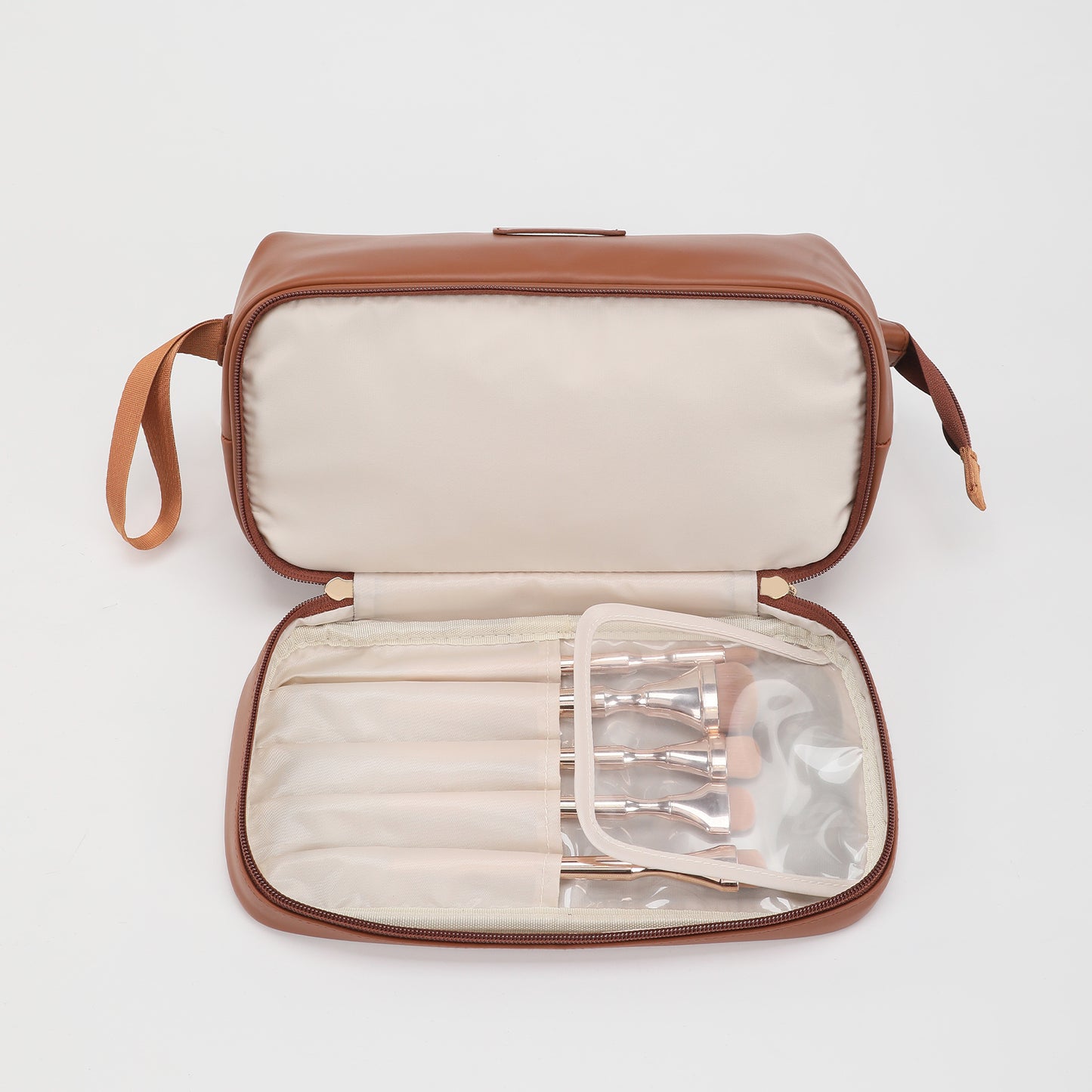 Double Layer Cosmetic Bag, Cloud-Soft Makeup Organizer