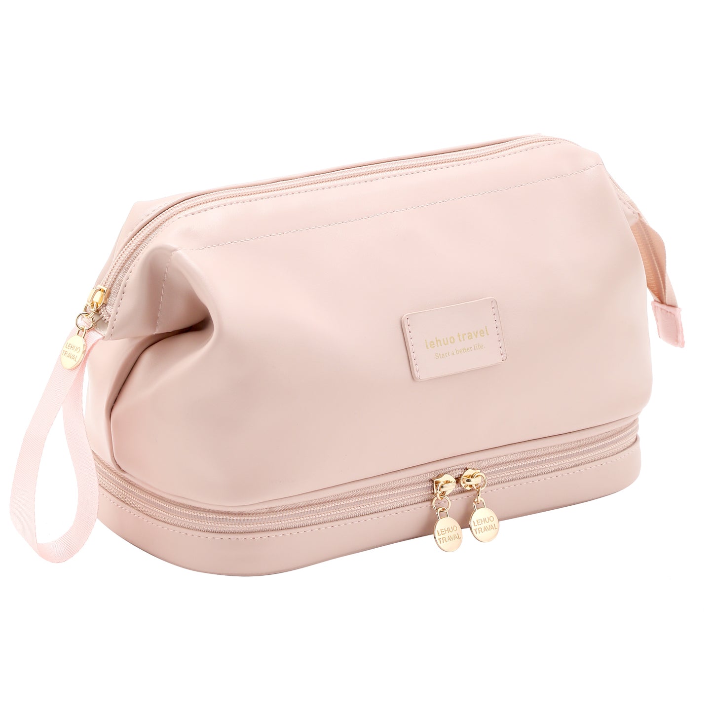 Double Layer Cosmetic Bag, Cloud-Soft Makeup Organizer